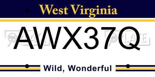 AWX37Q West Virginia License Plate