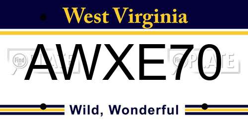 AWXE70 West Virginia License Plate