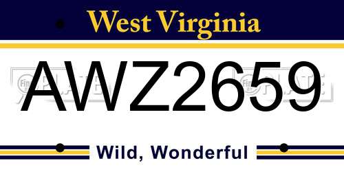 AWZ2659 West Virginia License Plate