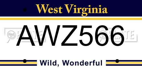 AWZ566 West Virginia License Plate