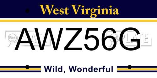 AWZ56G West Virginia License Plate