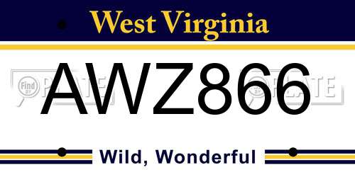AWZ866 West Virginia License Plate
