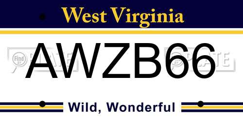 AWZB66 West Virginia License Plate