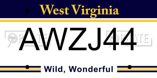 AWZJ44 West Virginia License Plate
