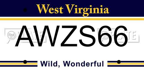 AWZS66 West Virginia License Plate