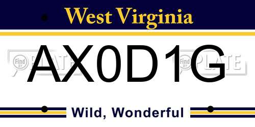 AX0D1G West Virginia License Plate
