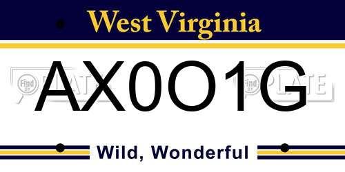 AX0O1G West Virginia License Plate