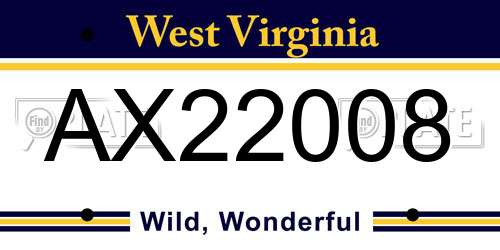 AX22008 West Virginia License Plate
