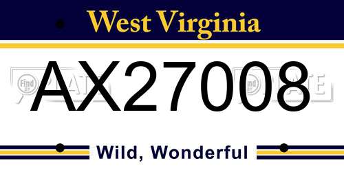 AX27008 West Virginia License Plate