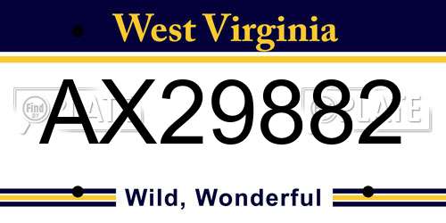 AX29882 West Virginia License Plate