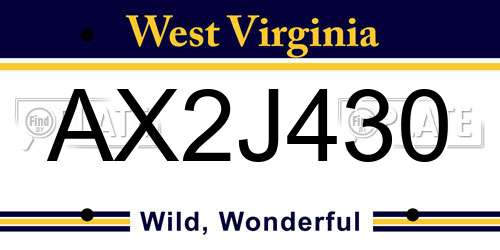 AX2J430 West Virginia License Plate