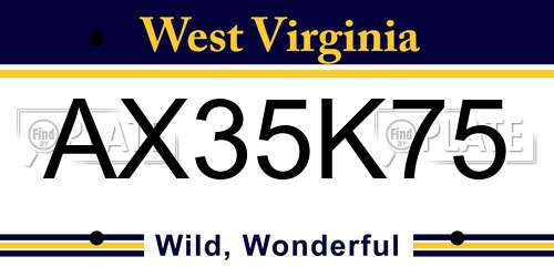 AX35K75 West Virginia License Plate