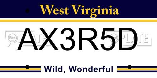 AX3R5D West Virginia License Plate