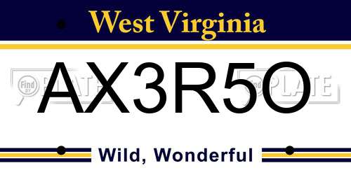 AX3R5O West Virginia License Plate