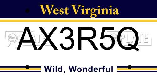 AX3R5Q West Virginia License Plate