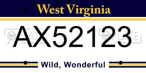 AX52123 West Virginia License Plate