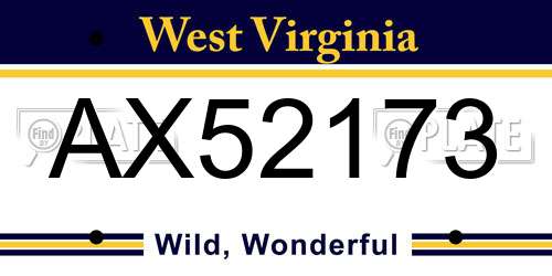 AX52173 West Virginia License Plate