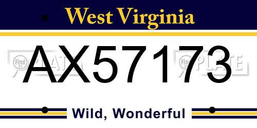 AX57173 West Virginia License Plate