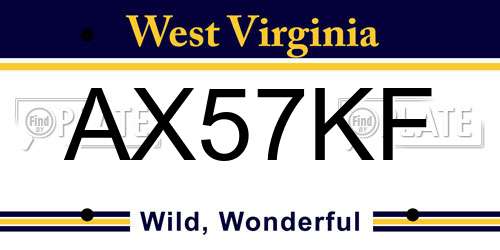 AX57KF West Virginia License Plate