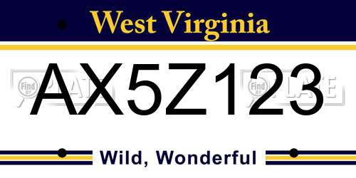 AX5Z123 West Virginia License Plate
