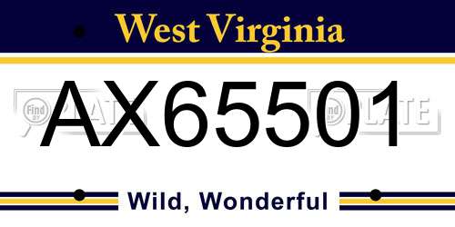 AX65501 West Virginia License Plate