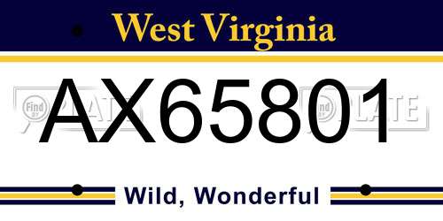 AX65801 West Virginia License Plate