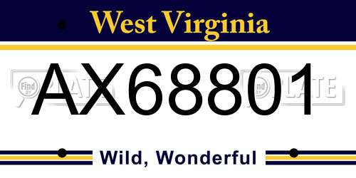 AX68801 West Virginia License Plate