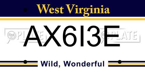 AX6I3E West Virginia License Plate
