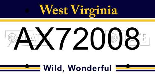 AX72008 West Virginia License Plate
