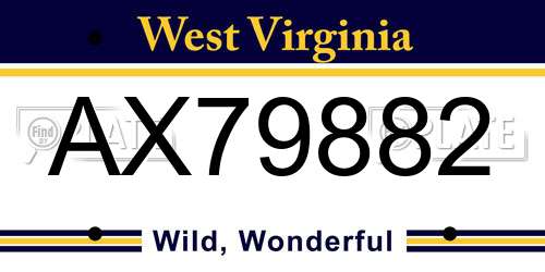 AX79882 West Virginia License Plate