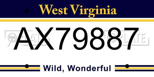 AX79887 West Virginia License Plate