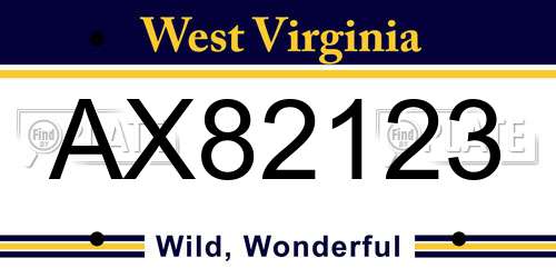 AX82123 West Virginia License Plate