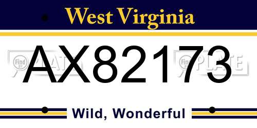 AX82173 West Virginia License Plate