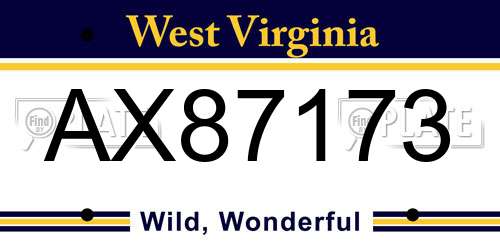 AX87173 West Virginia License Plate