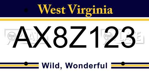 AX8Z123 West Virginia License Plate