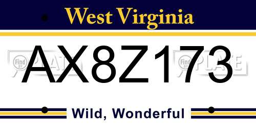 AX8Z173 West Virginia License Plate
