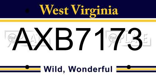 AXB7173 West Virginia License Plate