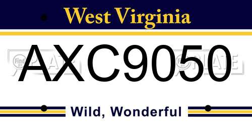 AXC9050 West Virginia License Plate