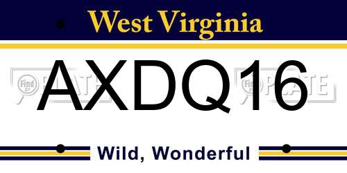 AXDQ16 West Virginia License Plate