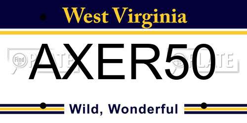 AXER50 West Virginia License Plate