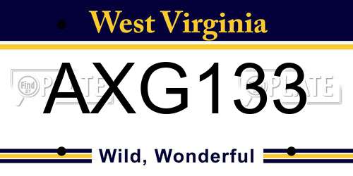 AXG133 West Virginia License Plate