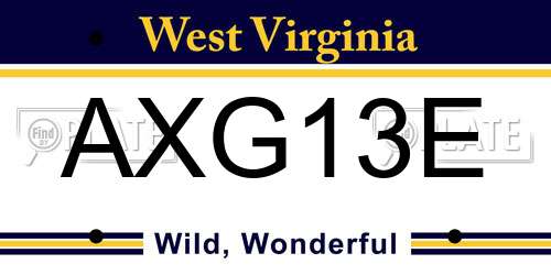 AXG13E West Virginia License Plate