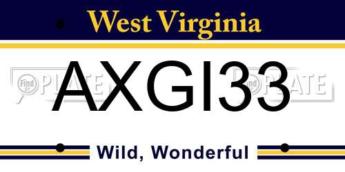 AXGI33 West Virginia License Plate