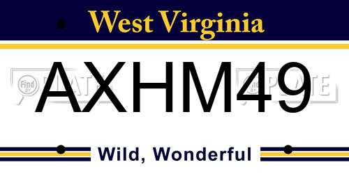 AXHM49 West Virginia License Plate
