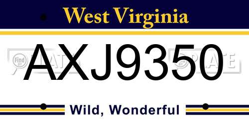 AXJ9350 West Virginia License Plate