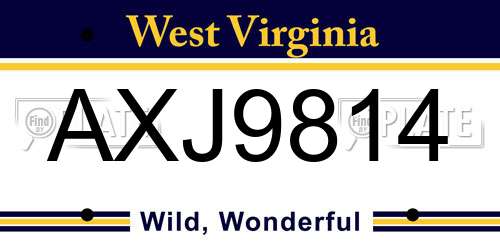 AXJ9814 West Virginia License Plate
