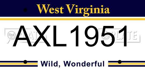 AXL1951 West Virginia License Plate