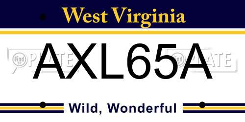 AXL65A West Virginia License Plate