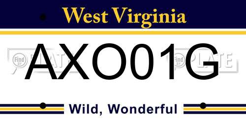 AXO01G West Virginia License Plate