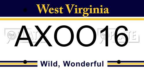 AXOO16 West Virginia License Plate